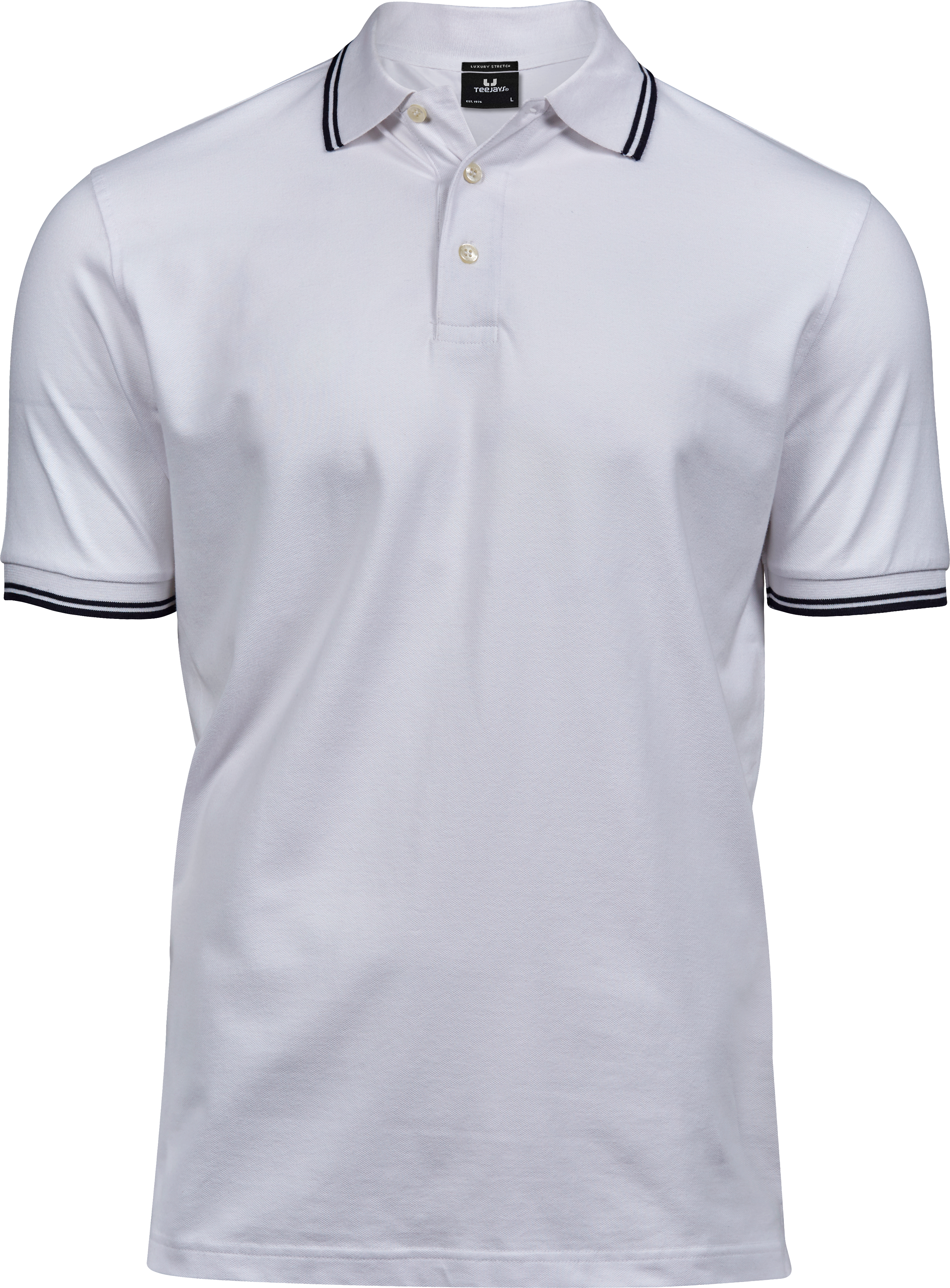 Luxury Stripe Stretch Polo, piké för herrar från Tee Jays i Vit/Marinblå