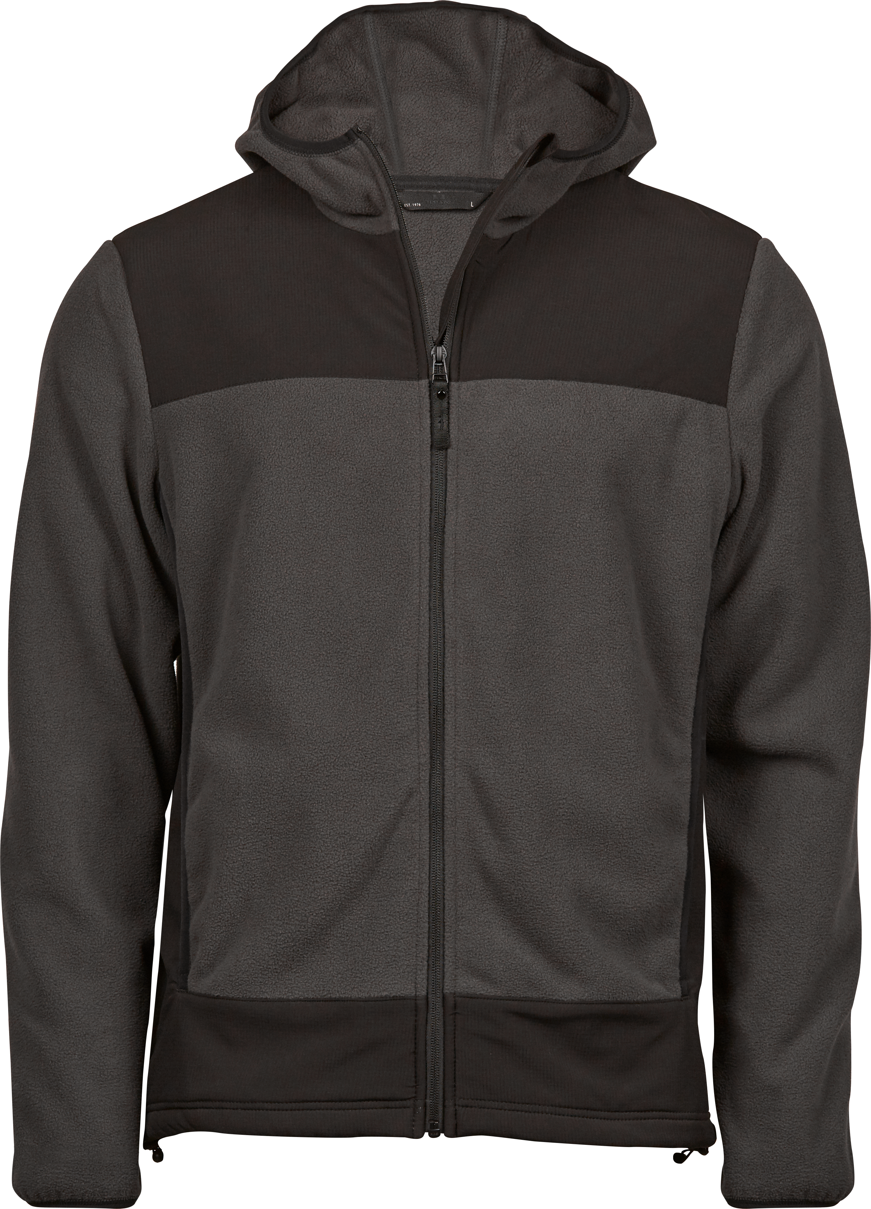 Mountain Hooded Fleece, fleecejacka för herrar, asfalt/svart från Tee Jays