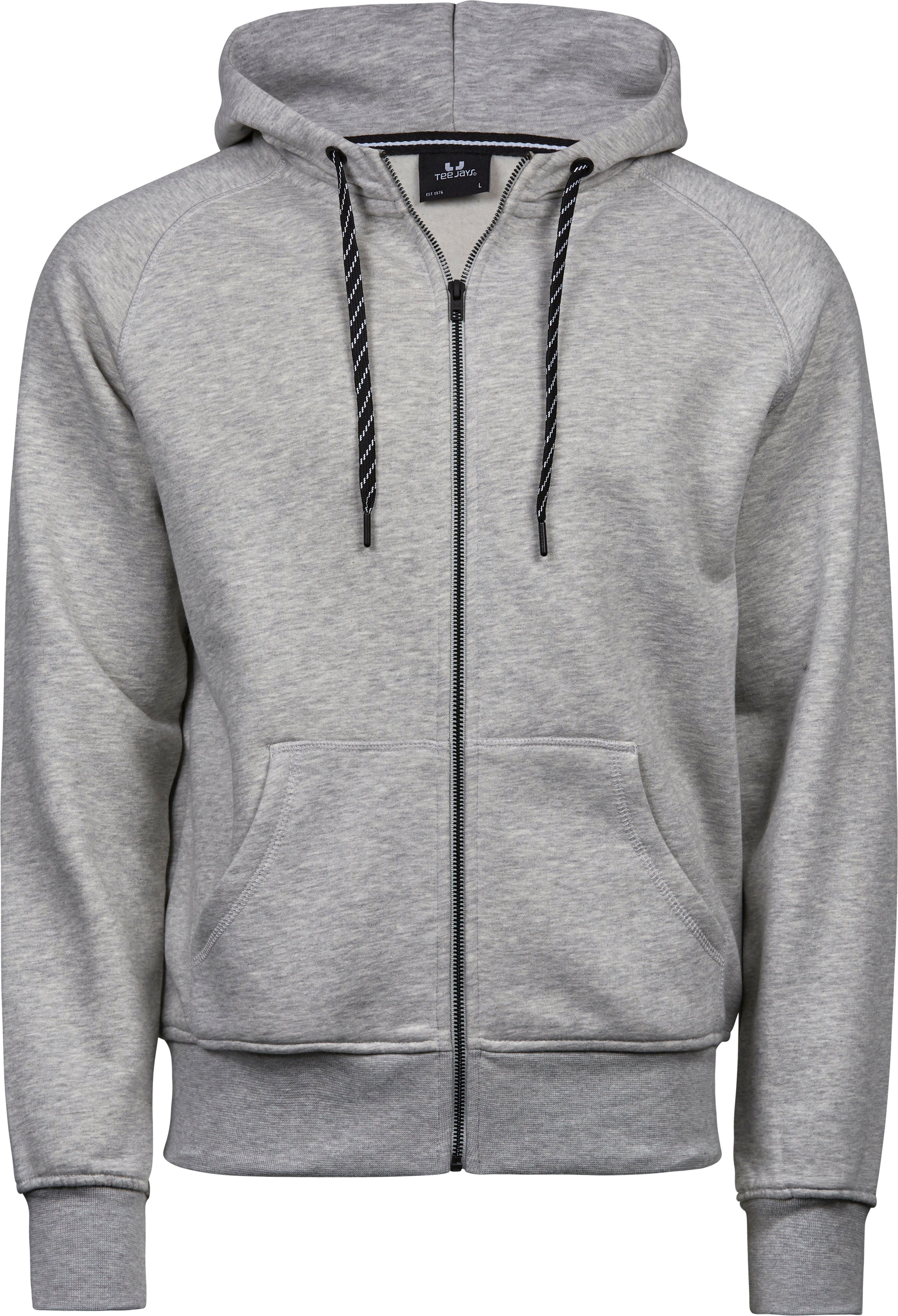 Fashion Full Zip Hood, huvtröja för herrar från Tee Jays i Grå melange