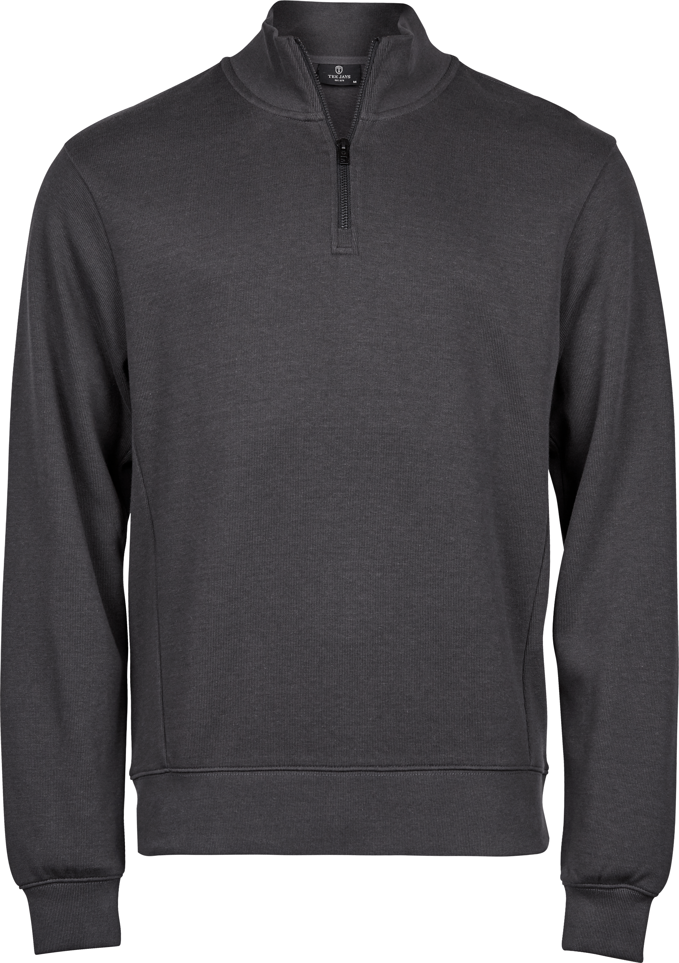 Ribbed Interlock Half Zip, sweatshirt för herrar från Tee Jays i Mörkgrå