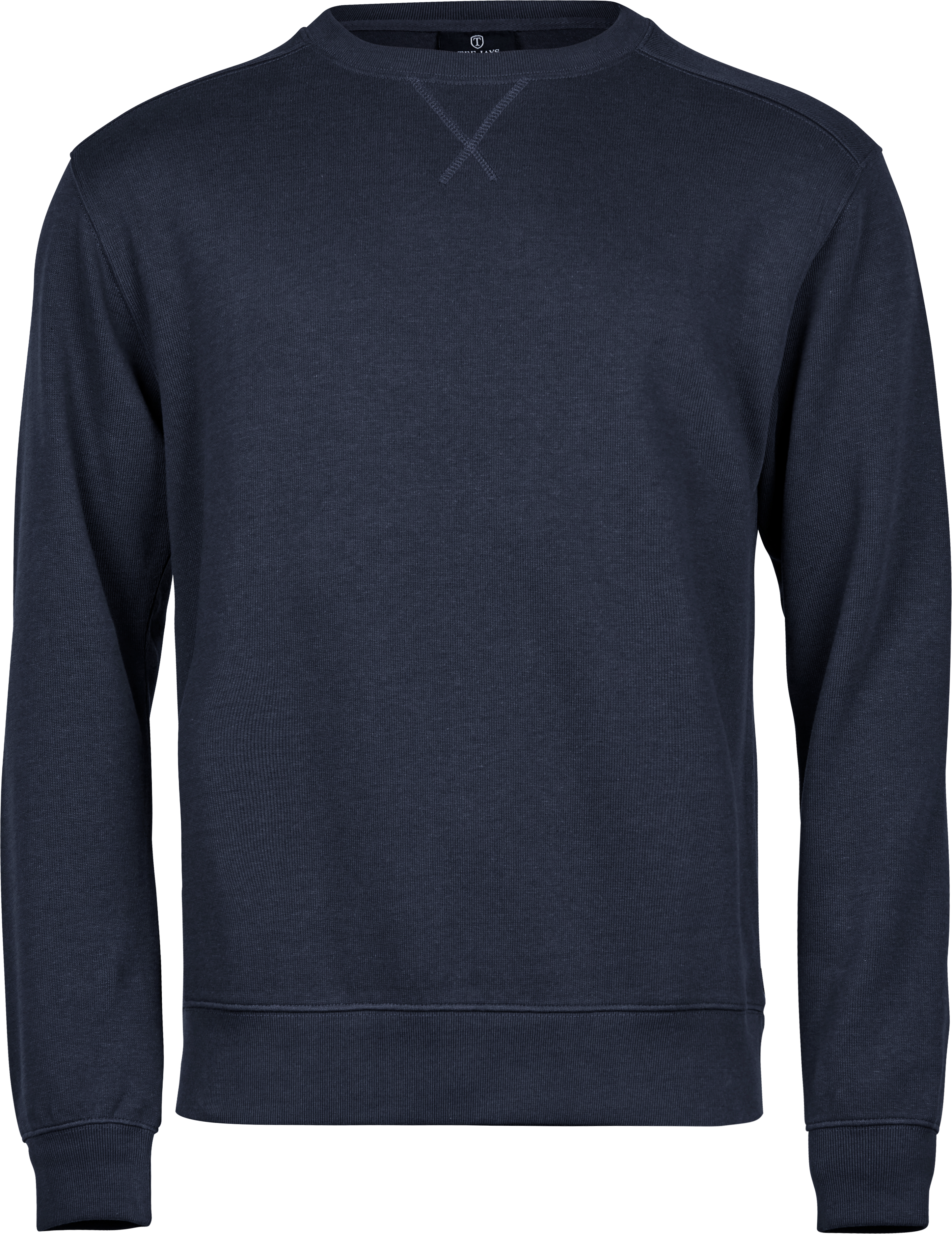 Ribbed Interlock Crew Neck, sweatshirt för herrar från Tee Jays i Marinblå