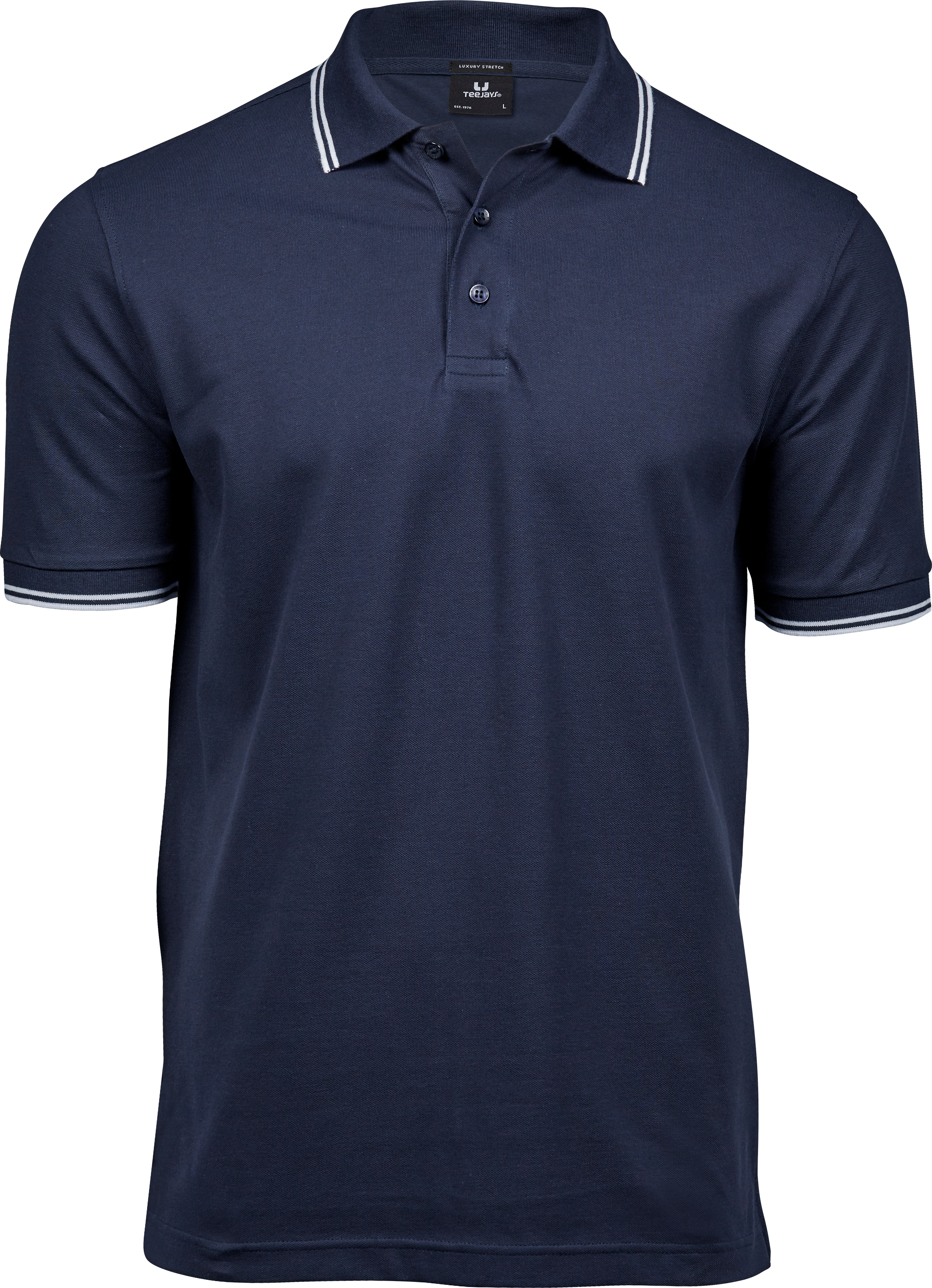 Luxury Stripe Stretch Polo, piké för herrar från Tee Jays i Marinblå/Vit