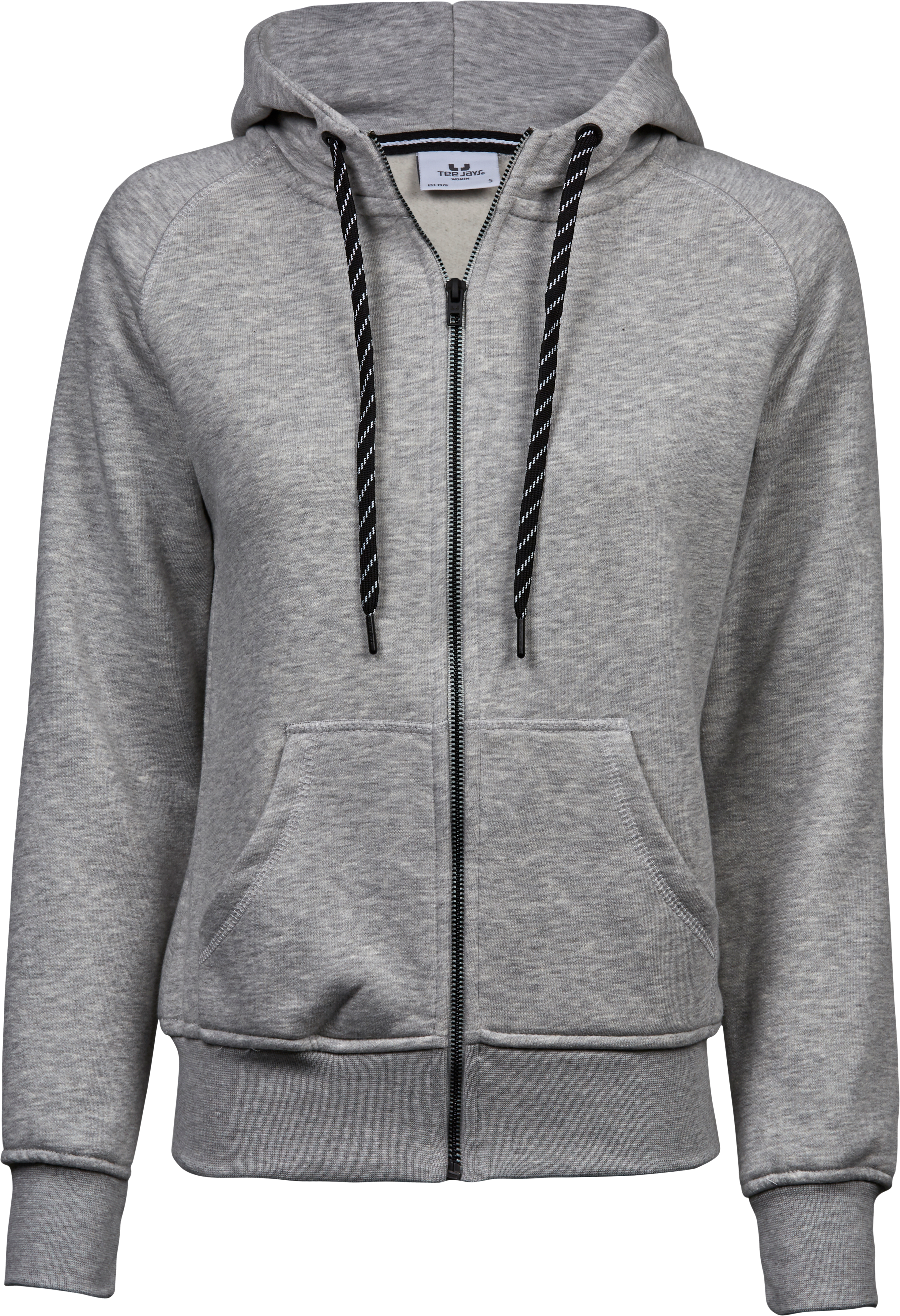 Fashion Full Zip Hood, huvtröja för damer från Tee Jays i Grå melange