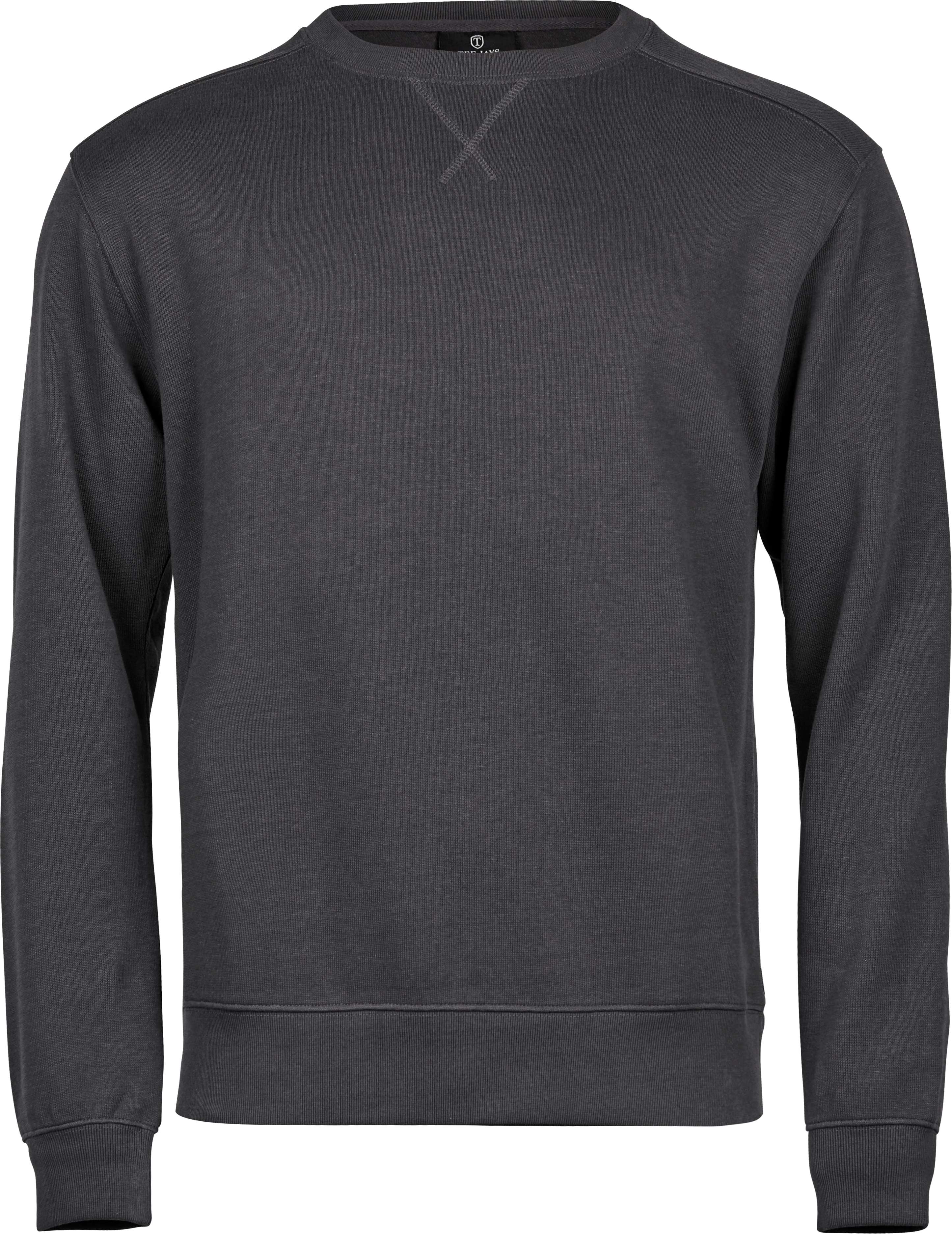 Ribbed Interlock Crew Neck, sweatshirt för herrar från Tee Jays i Mörkgrå