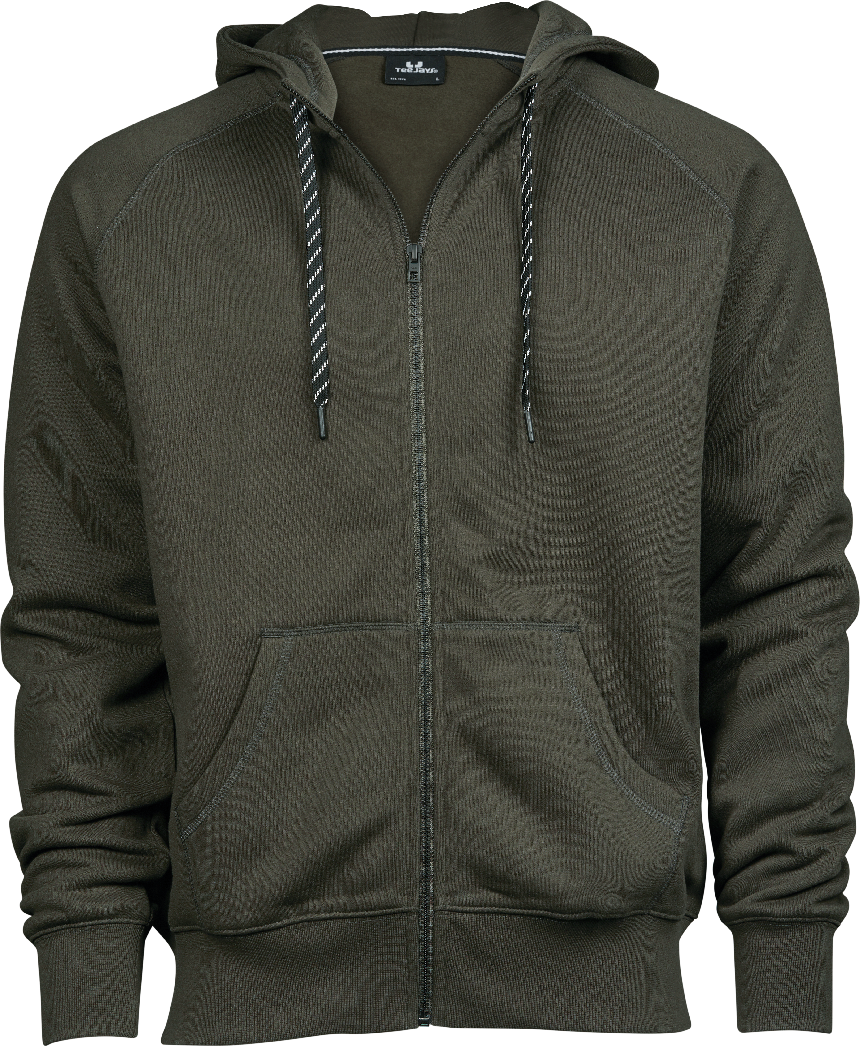 Fashion Full Zip Hood, huvtröja för herrar från Tee Jays i Djupgrön
