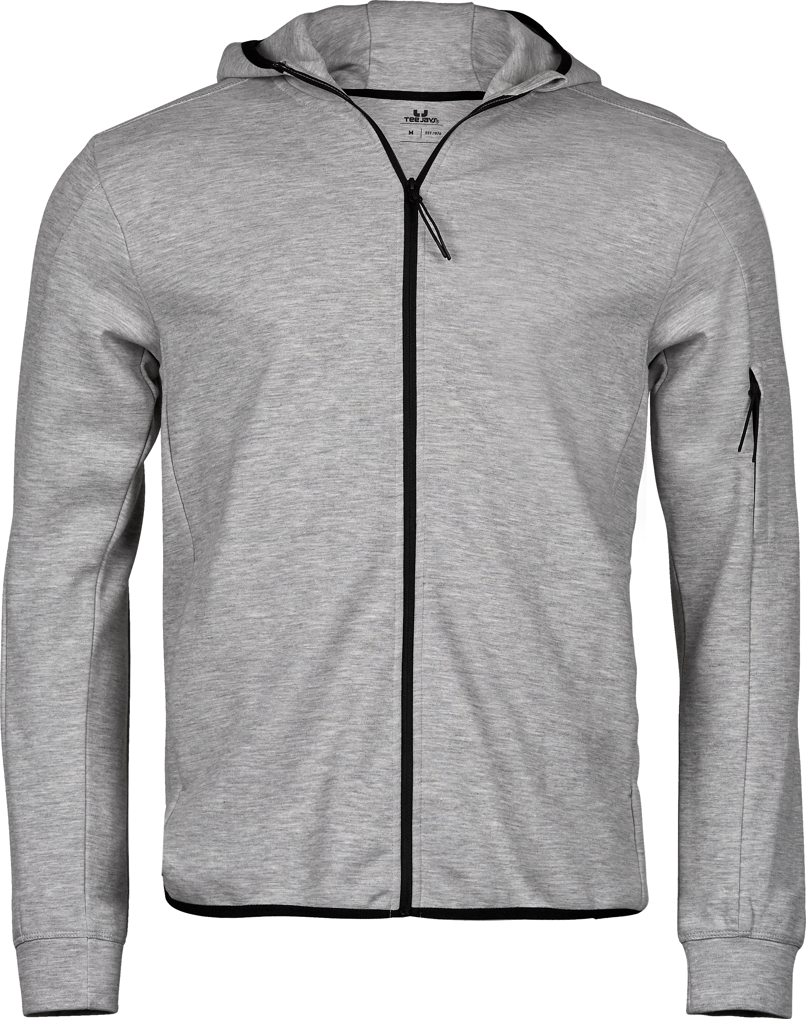 Athletic Hooded Full Zip Sweat, huvtröja för herrar från Tee Jays i Grå melange