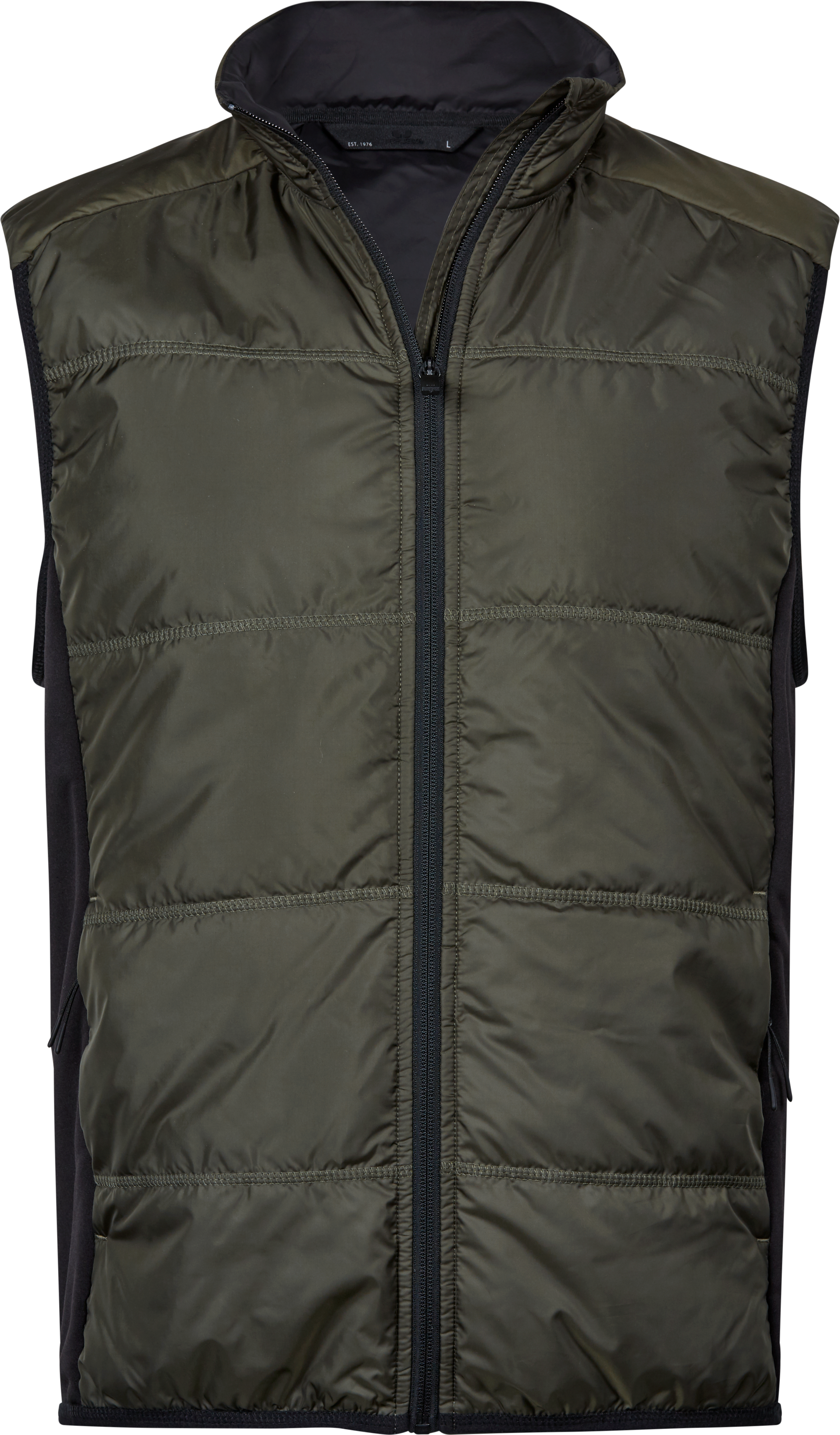 Hybrid-Stretch Bodywarmer, väst för herrar från Tee Jays i Djupgrön/Svart
