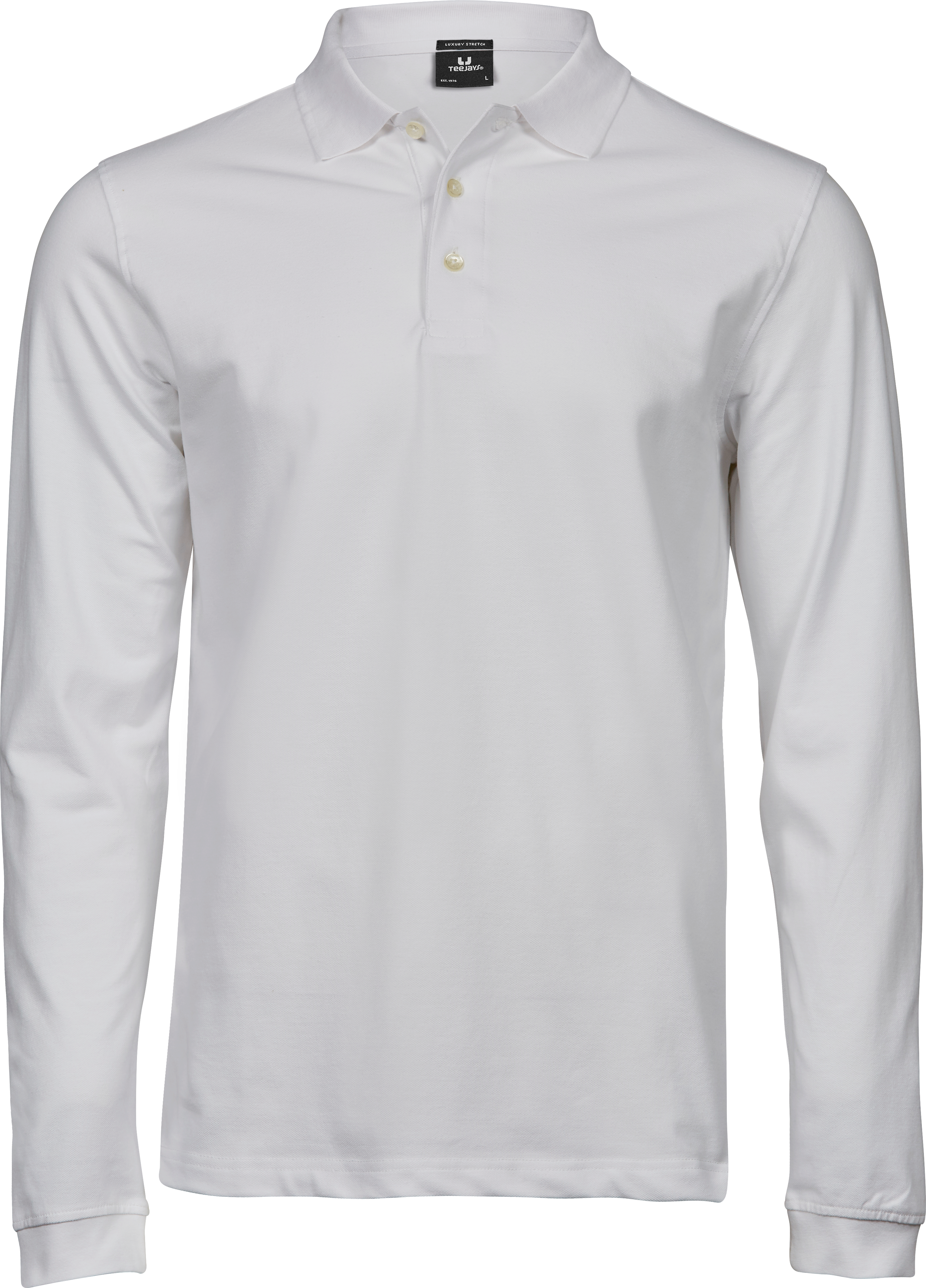 Luxury Stretch Long Sleeve Polo, piké för herrar från Tee Jays i Vit