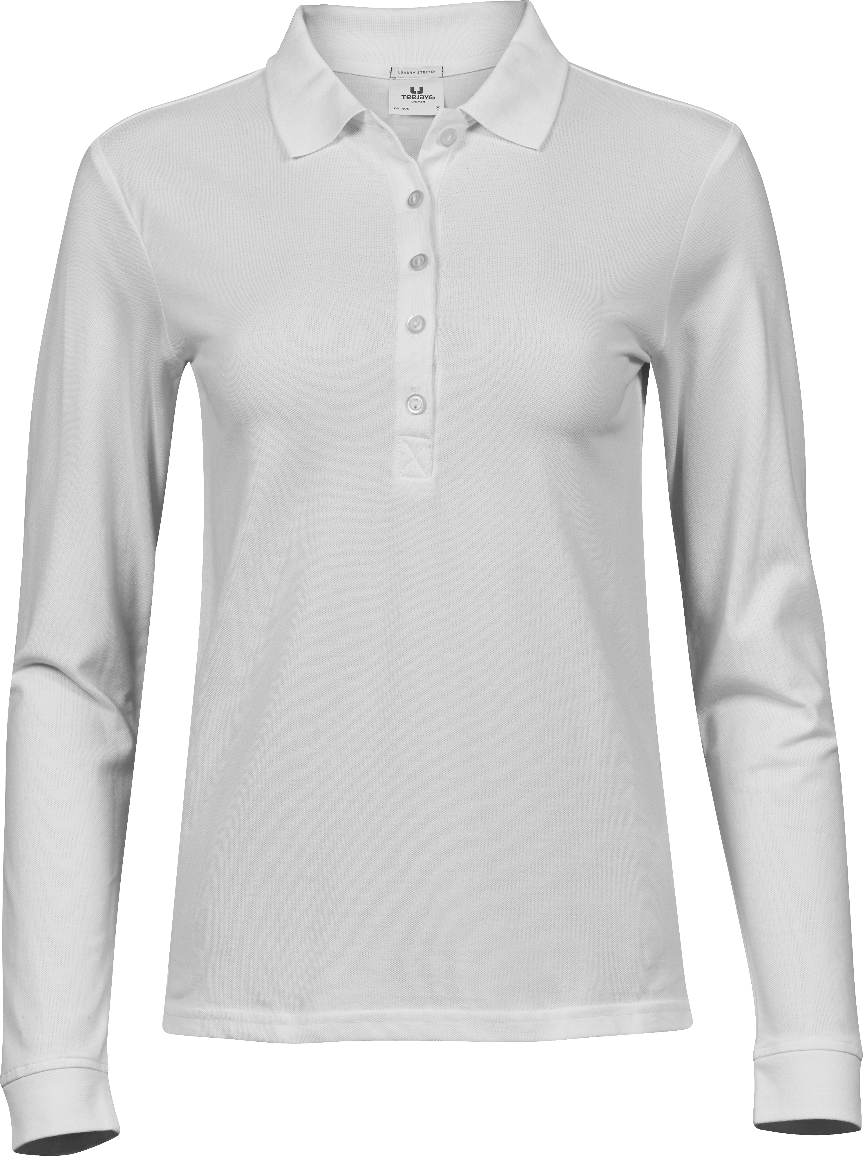 Luxury Stretch Long Sleeve Polo, piké för damer från Tee Jays i Vit