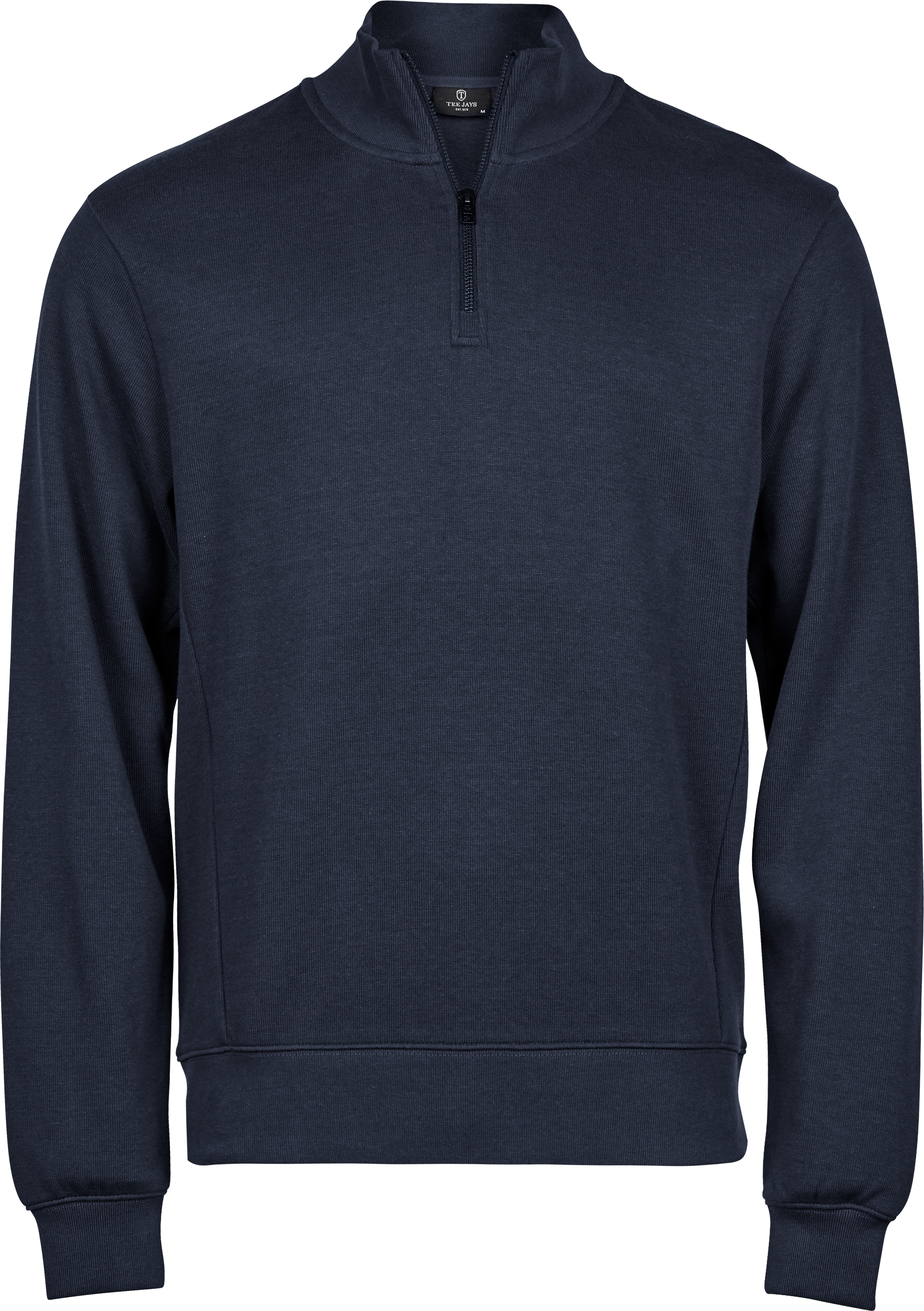 Ribbed Interlock Half Zip, sweatshirt för herrar från Tee Jays i Marinblå