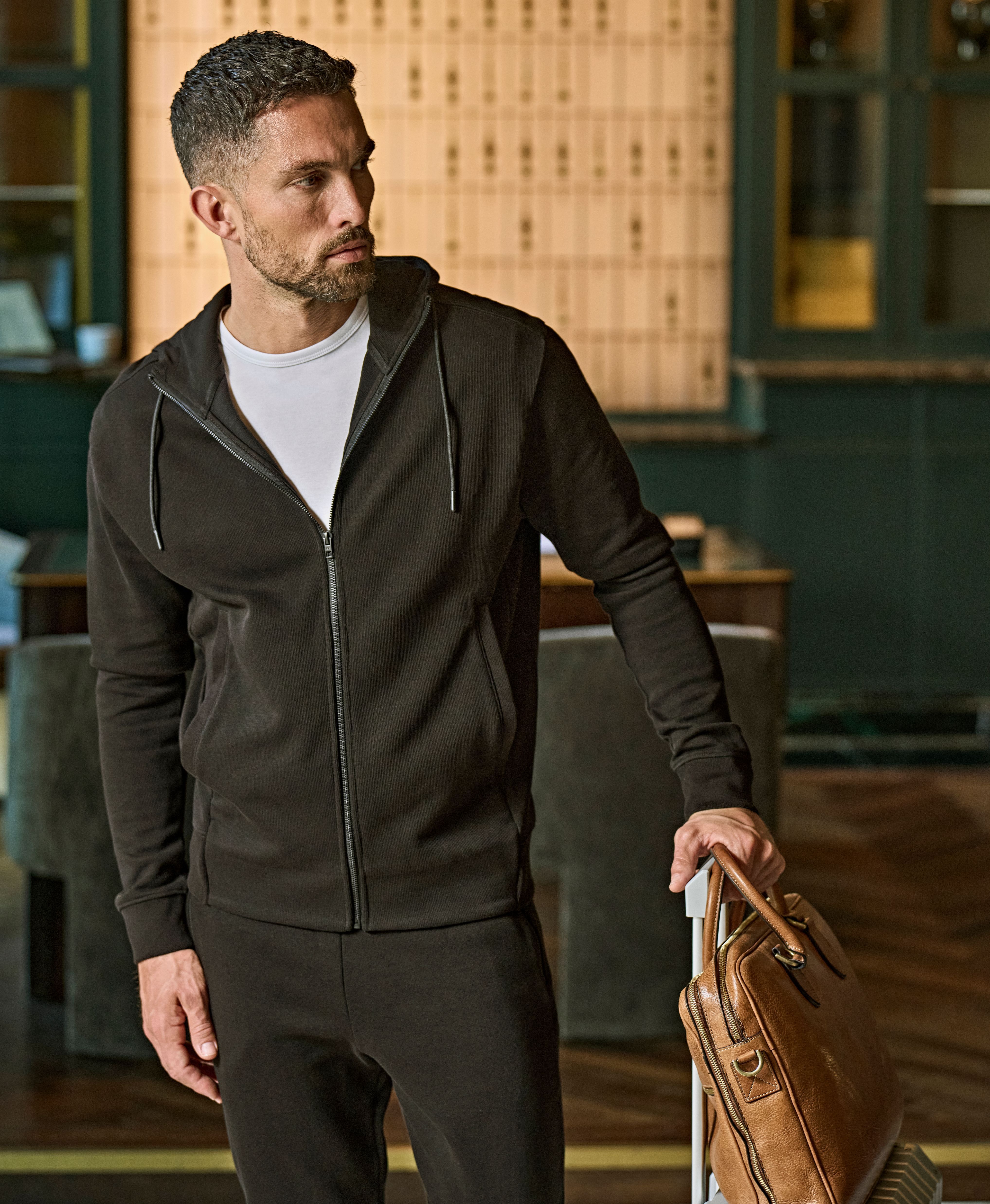 Tee Jays 5508 Ribbed Interlock Hooded Full Zip
