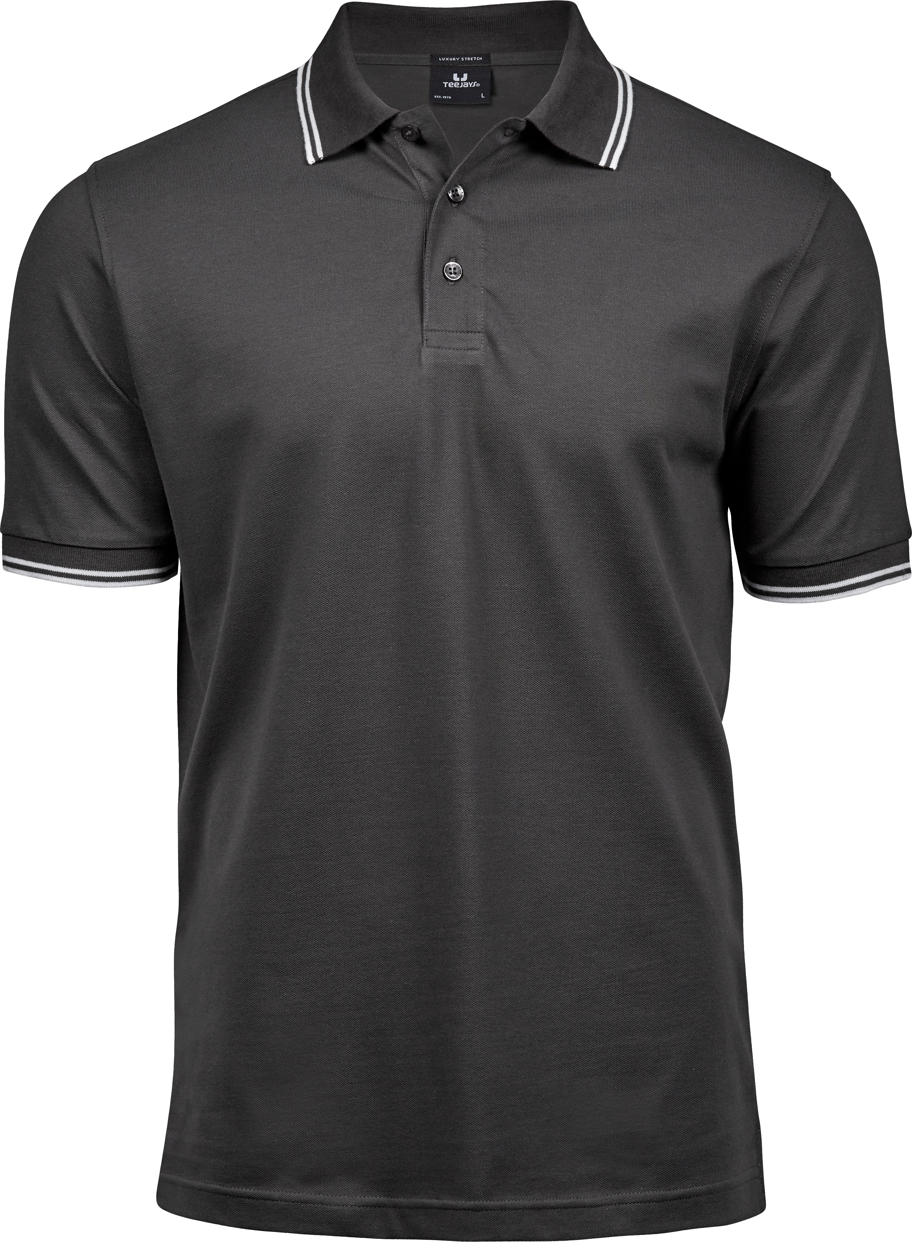 Luxury Stripe Stretch Polo, piké för herrar från Tee Jays i Mörkgrå/Vit